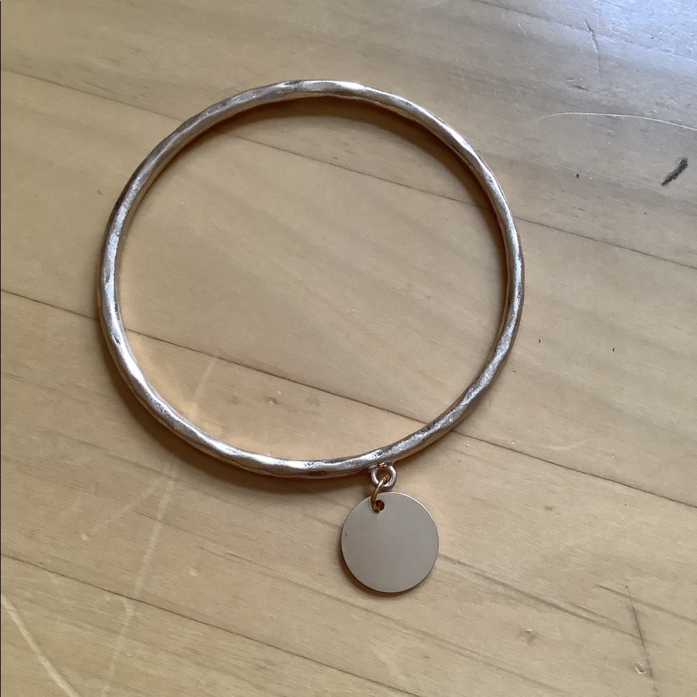 Disk Charm Gold Bangle Bracelet